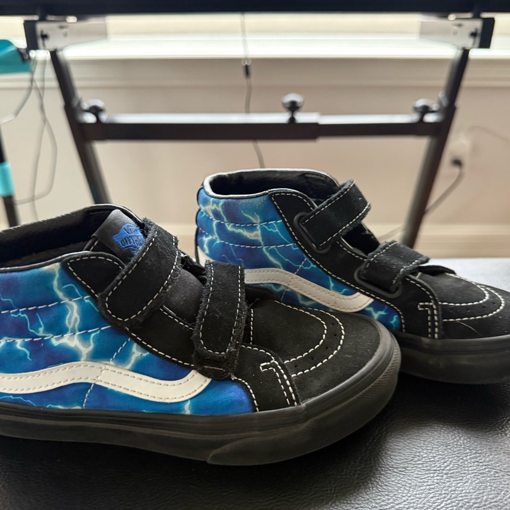 Vans Kids' Black and Blue Lightning Sneakers size 2